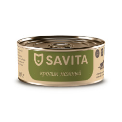 Savita влажный корм для взрослых кошек и котят, кролик нежный, в консервах - 100 г x 12 шт