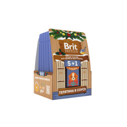 Brit Premium кормушка набор паучей для щенков всех пород с телятиной, кусочки в соусе - 85 г х 5+1 шт