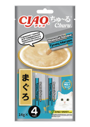 Inaba CIAO Churu лакомство-пюре для взрослых кошек для поддержания водного баланса, с тунцом магуро - 14 г х 4 шт