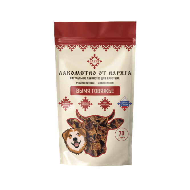 Варяг лакомство для собак вымя говяжье вяленое - 70 г