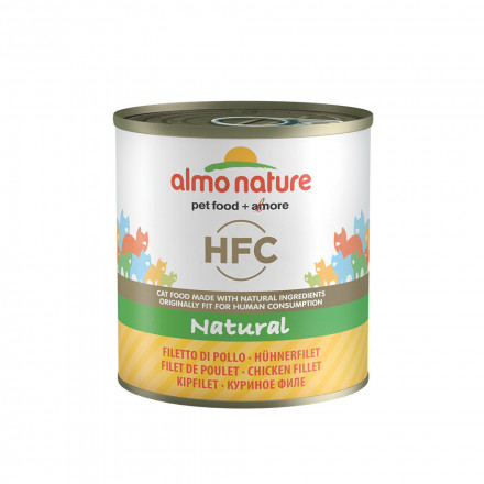 Almo Nature HFC Natural Chicken Fillet консервированный корм для взрослых кошек с куриным филе, в бульоне - 12 шт х 280 г
