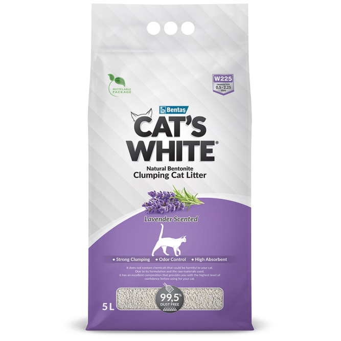 Cat's White Lavender наполнитель комкующийся для кошаего туалета с ароматом лаванды - 5 л