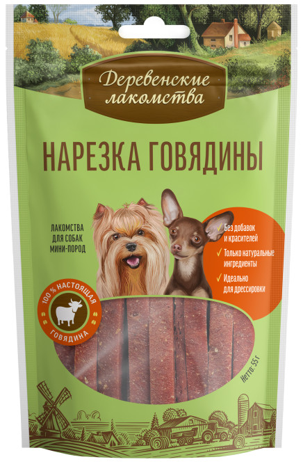 Деревенские лакомства для мини-пород Нарезка говядины - 55 г