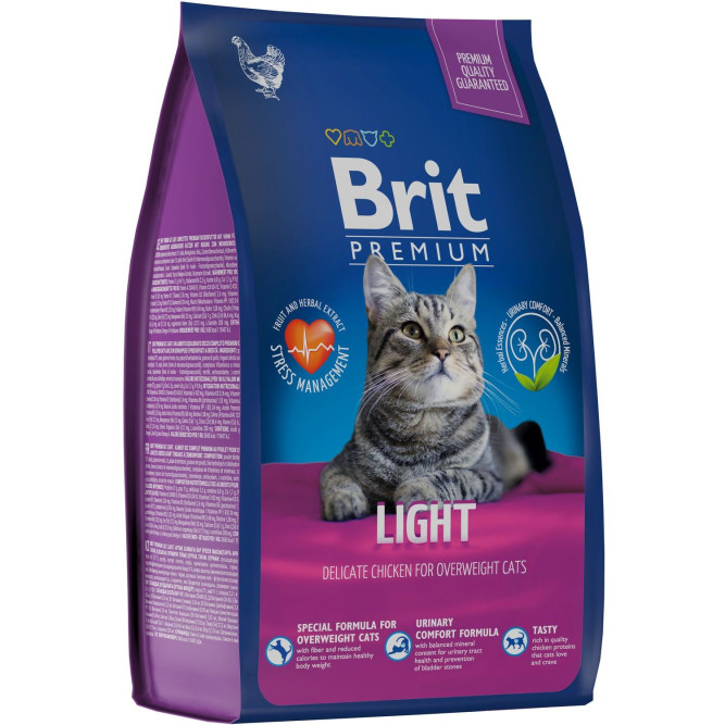 Брит Премиум Cat Light сухой корм для кошек с избыточным весом с курицей - 800 г