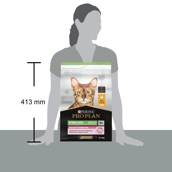 Pro Plan Adult Sterilised Adult Delicate Digestion сухой корм для взрослых стерилизованных кошек с чувствительным пищеварением, с курицей - 3 кг