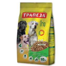 Трапеза Трио сухой корм для собак с индейкой, кроликом и говядиной - 10 кг