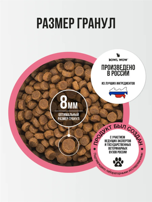 BOWL WOW Fresh Meat сухой корм для взрослых стерилизованных кошек с ягненком, курицей  и клюквой - 400 г