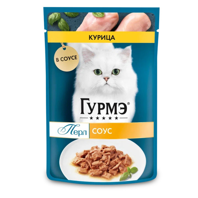 Гурмэ Перл Нежное филе влажный корм для кошек, с курицей в соусе - 75 г х 26 шт