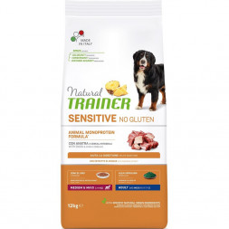 Trainer Natural Dog Sensitive Adult Medium&amp;Maxi сухой безглютеновый корм для взрослых собак средних и крупных пород с чувствительным пищеварением с уткой - 12 кг