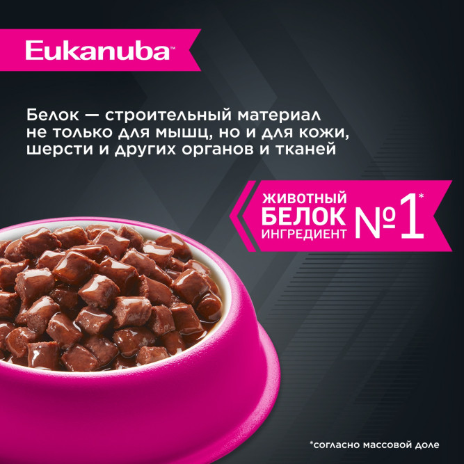 Eukanuba Adult Dog консервированный корм для взрослых собак всех пород старше 1 года с ягненком в соусе, в паучах - 100 г х 24 шт