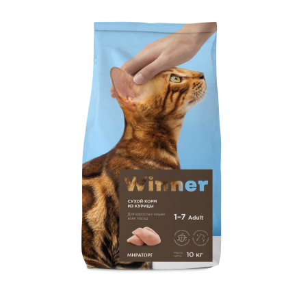 Winner сухой корм для взрослых кошек всех пород с курицей - 10 кг