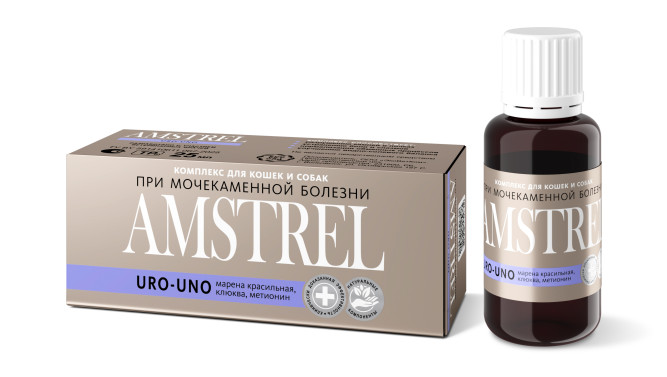 Amstrel URO-UNO комплекс для профилактики мочекаменной болезни у кошек и собак - 25 мл