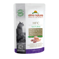 Almo Nature HFC Natural Chicken Breast and Duck Fillet паучи для взрослых кошек с куриной грудкой и утиным филе - 55 г х 24 шт