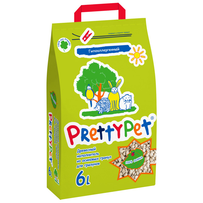 PrettyCat наполнитель для грызунов и птиц осиновый - 6 л