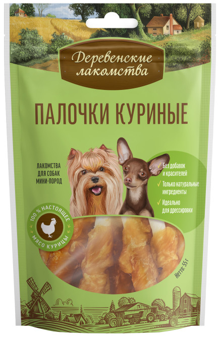 Деревенские лакомства для мини-пород Палочки куриные - 55 г