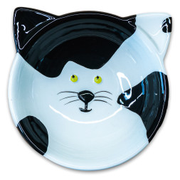Mr.Kranch миска керамическая для кошек Мордочка кошки, 120 мл, черно-белая
