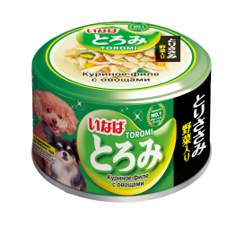 Inaba Toromi консервы для взрослых собак с куриным филе и овощами, в бульоне - 80 г х 24 шт