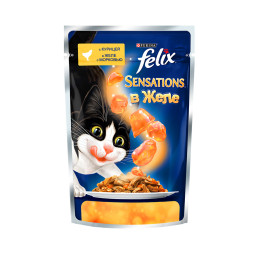 Паучи Felix Sensations для кошек с курицей и морковью в желе - 85 г