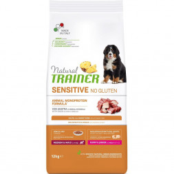 Trainer Natural Dog Sensitive Puppy &amp; Junior сухой безглютеновый корм для щенков средних и крупных пород с чувствительным пищеварением с уткой - 12 кг