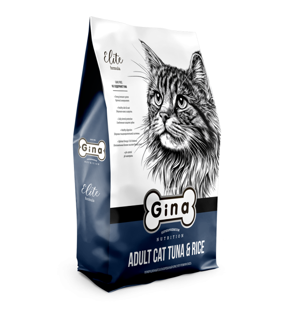 Gina Elite Cat Tuna &amp; Rice сухой корм для взрослых кошек с тунцом и рисом - 1 кг