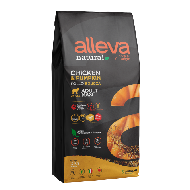 Alleva Natural Adult Chicken &amp; Pumpkin Maxi сухой корм для взрослых собак с курицей и тыквой - 12 кг