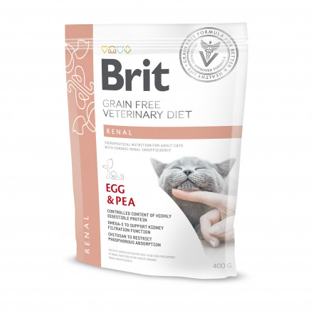 Brit VDC Renal сухой беззерновой корм для кошек при заболеваниях почек с яйцом и горохом - 400 г
