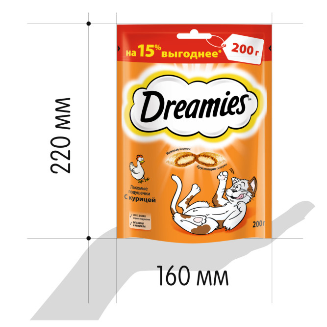 Dreamies лакомство для кошек подушечки с курицей - 200 г