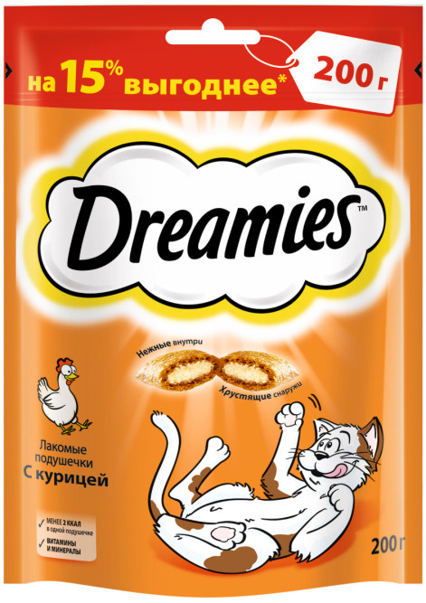 Dreamies лакомство для кошек подушечки с курицей - 200 г