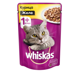 Whiskas паучи для взрослых кошек от 1 года в форме желе с курицей - 85 г