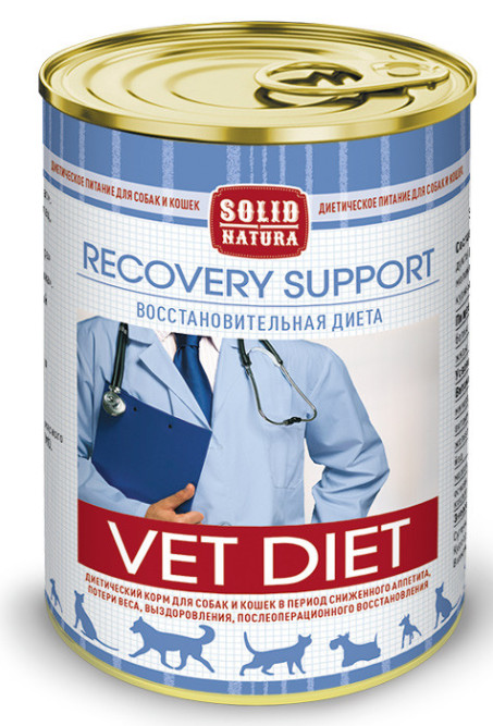 Solid Natura VET Recovery Support влажный диетический корм для взрослых кошек и собак, в консервах - 340 г х 6 шт