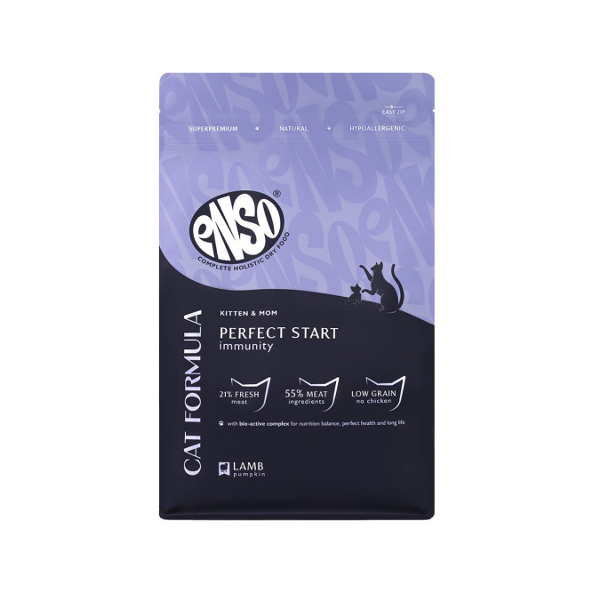 ENSO Cat Formula Perfect Start сухой корм для котят от 1 месяца, беременных и кормящих кошек со свежим ягненком и добавлением тыквы - 7 кг