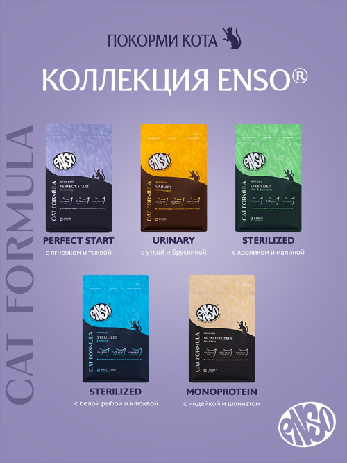 ENSO Cat Formula Perfect Start сухой корм для котят от 1 месяца, беременных и кормящих кошек со свежим ягненком и добавлением тыквы - 7 кг