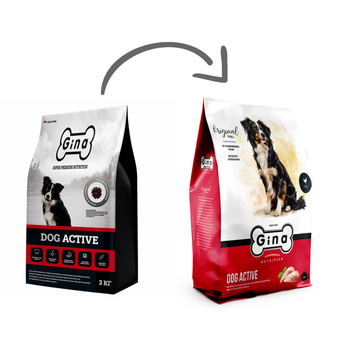 Gina Dog Active сухой корм для взрослых активных собак с курицей - 3 кг