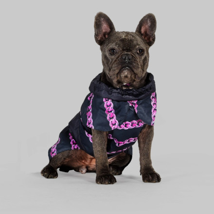 United Pets Easy 32 дождевик для собак, черный с розовым рисунком