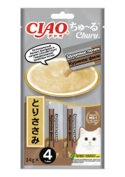 Inaba CIAO Churu лакомство-пюре для взрослых кошек для здоровья почек, с куриным филе - 14 г х 4 шт