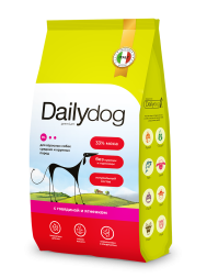 Dailydog сухой корм для взрослых собак средних и крупных пород, с говядиной и ягненком - 1,5 кг