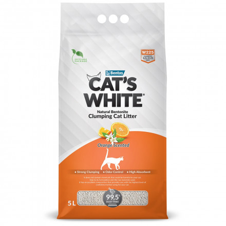 Cat&#039;s White Orange наполнитель комкующийся для кошачьего туалета с ароматом апельсина - 5 л
