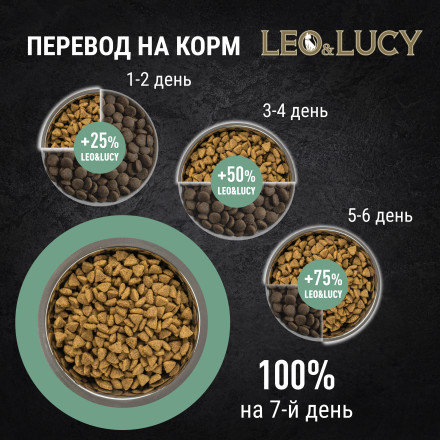 LEO&amp;LUCY сухой холистик корм для взрослых и пожилых стерилизованных кошек с индейкой и ягодами - 5 кг