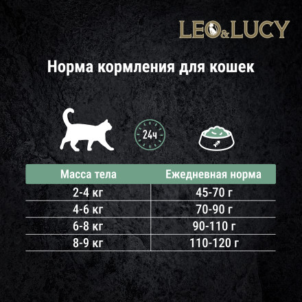 LEO&amp;LUCY сухой холистик корм для взрослых и пожилых стерилизованных кошек с индейкой и ягодами - 5 кг