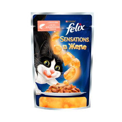 Паучи Felix Sensations для кошек с лососем и треской в желе - 85 г