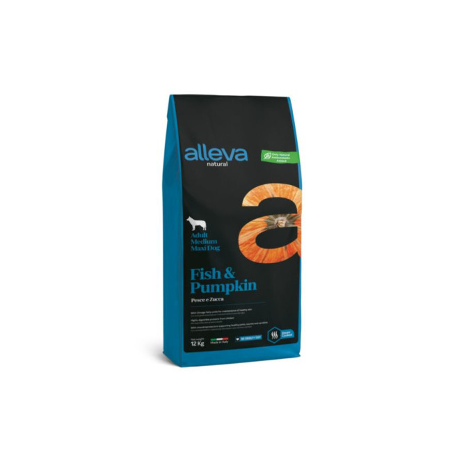 Alleva Natural Adult Fish &amp; Pumpkin Medium/Maxi сухой корм для взрослых собак с рыбой и тыквой - 12 кг