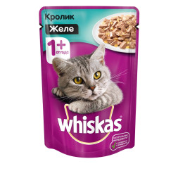 Whiskas паучи для взрослых кошек от 1 года в форме желе с кроликом - 85 г