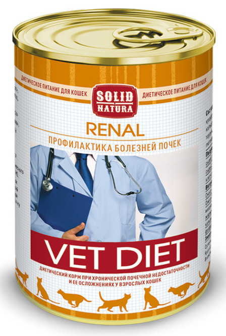 Solid Natura VET Renal влажный диетический корм для взрослых кошек, в консервах - 340 г х 6 шт