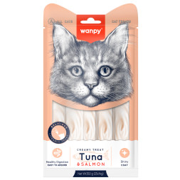 Wanpy Cat лакомство для кошек нежное пюре из тунца и лосося - 14 г х 25 шт