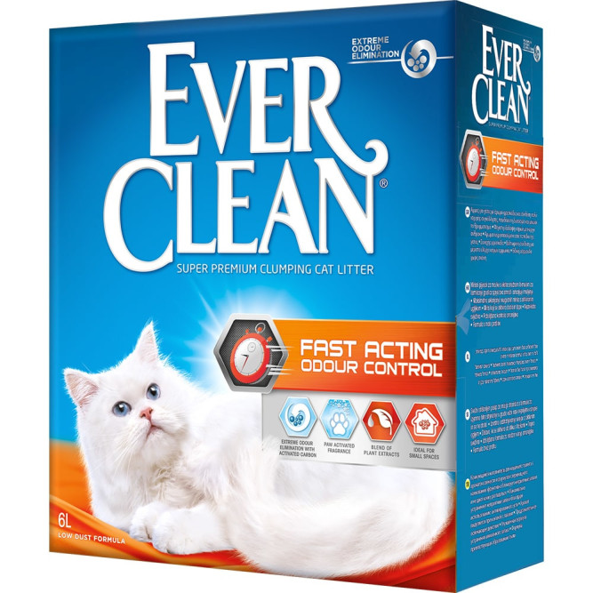 Ever Clean Fast Acting наполнитель комкующийся мгновенный контроль запахов - 6 л