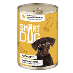 Smart Dog консервы для взрослых собак и щенков с курицей и потрошками кусочки в соусе - 400 г х 6 шт