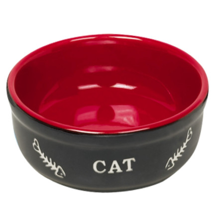 Nobby миска керамическая с надписью &quot;Cat&quot;, красно-черная - 240 мл