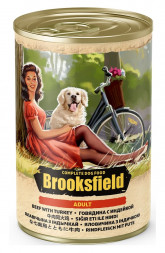Brooksfield Adult Dog влажный корм для взрослых собак всех пород с говядиной, индейкой и рисом в консервах - 400 г (12 шт в уп)