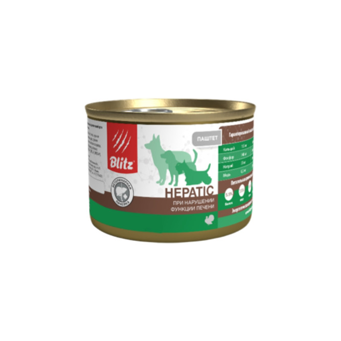 Blitz Hepatic влажный диетический корм для собак при нарушении функции печени, в консервах - 200 г х 12 шт