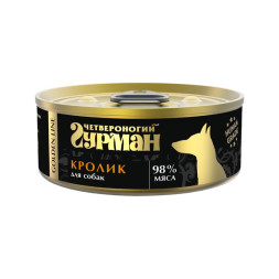 Четвероногий Гурман Golden line консервированный корм с кроликом натуральным в желе для взрослых собак - 100 г (1 шт)